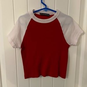 Brandy Melville Red and White baby tee